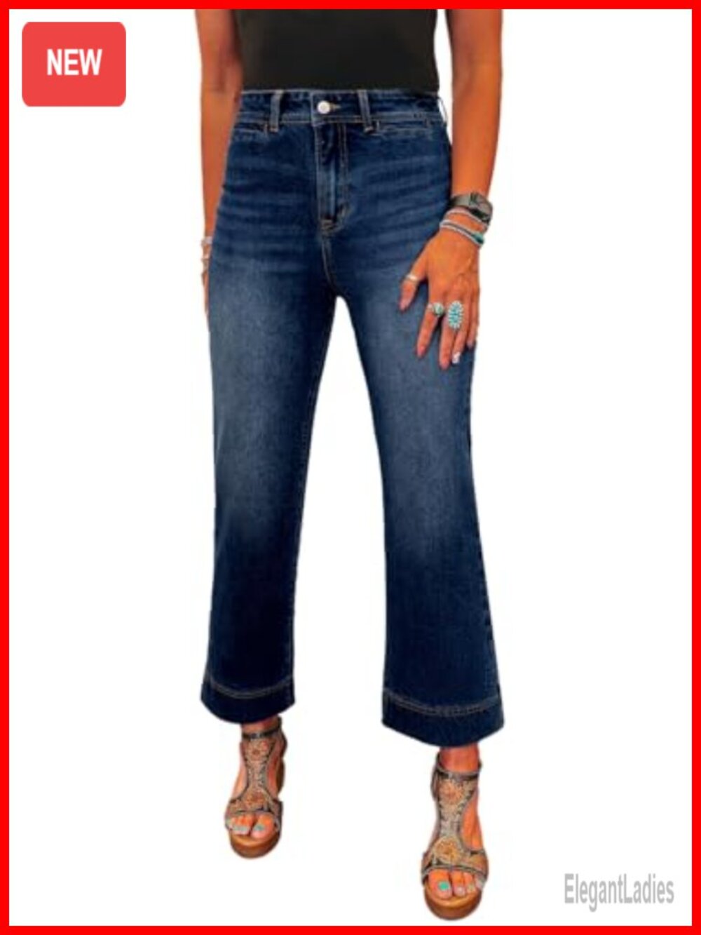 High Waisted Wide Leg Stretch Denim Jeans Women Trendy Casual